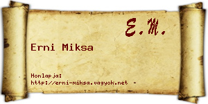 Erni Miksa névjegykártya